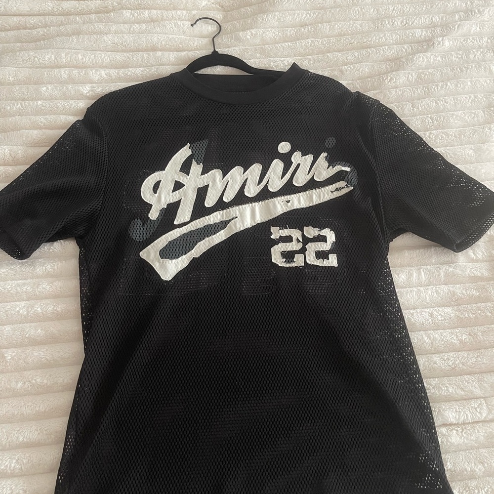 AMIRI Black Mesh Top with Gray Label
